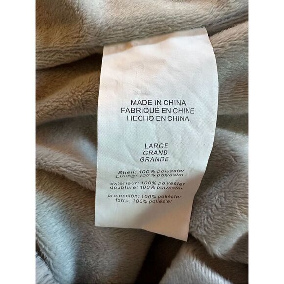 Pottery Barn women’s cozy gray lounge Sherpa soft bathrobe size Large #9-1560 - Picture 3 of 5
